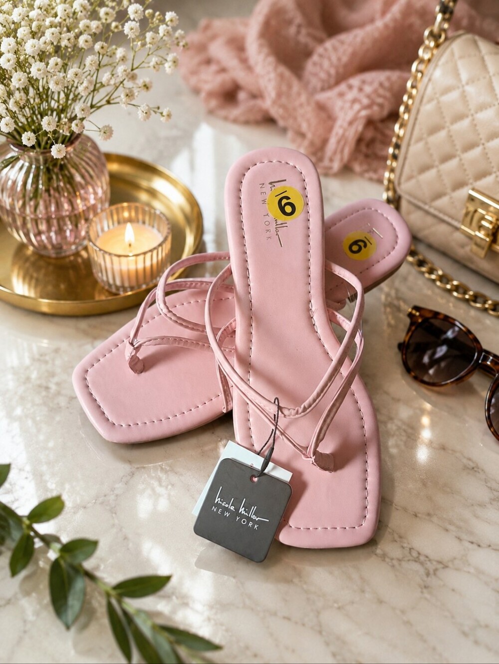 💕 Nicole Miller New York Square-Toe Sandals – Size 9 – NWT